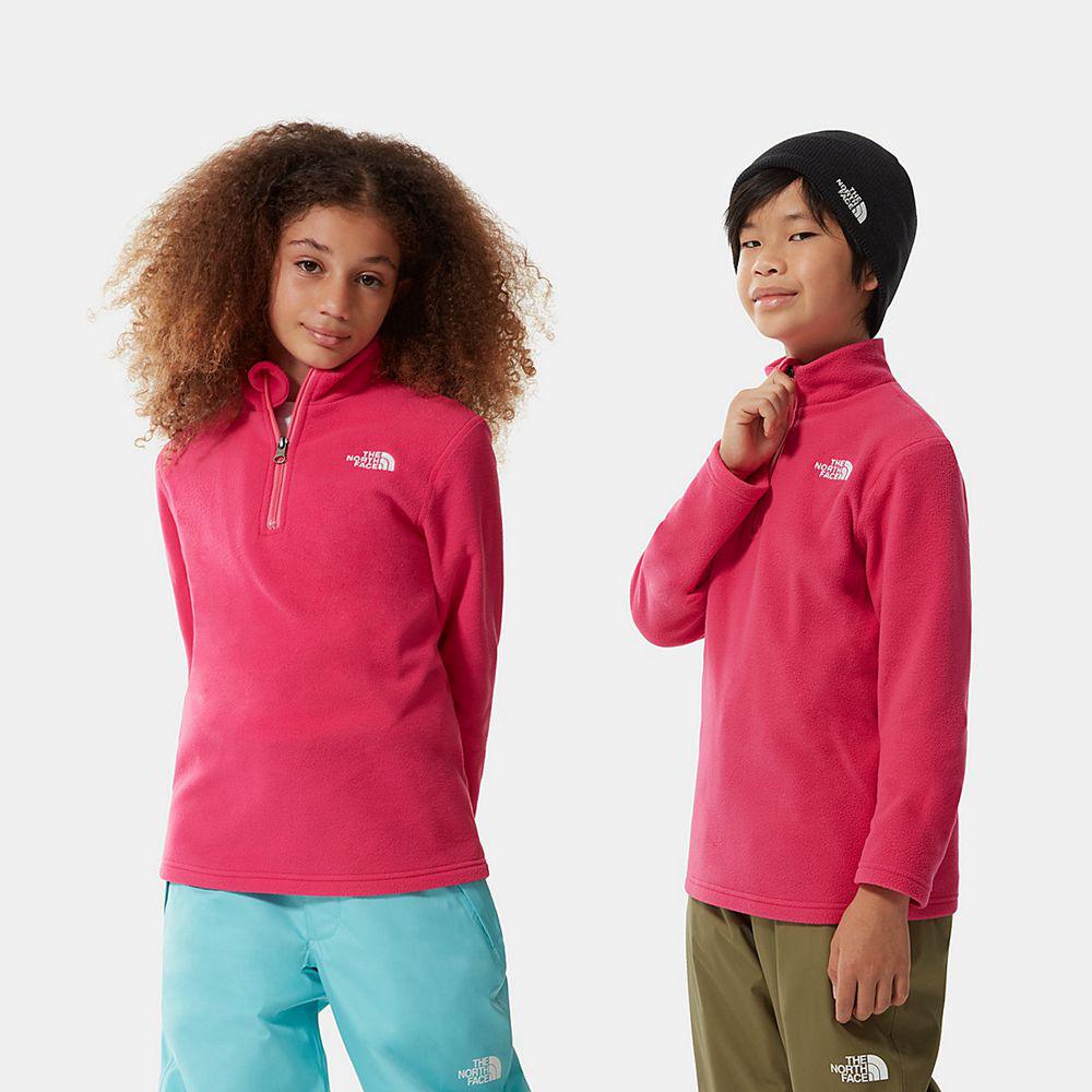 The North Face Glacier Quarter Zip Παιδικα Fleece - Ροζ / Ασπρα (LWZM70213)